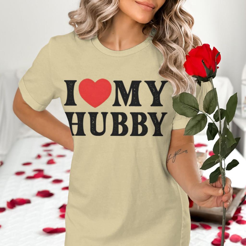 I Love My WifeI Love Hubby Print Couple T Shirt Men Women Valentines Day Gifts Tshirts Fun Short Sleeve LoversMatching Tshirt