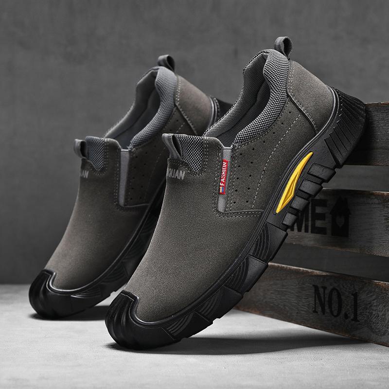 Retro Style Leather Mens Casual Shoes Lightweight Man Loafers Breathable Hiking Shoes Fashion Slip on Flats Male Driving Shoes