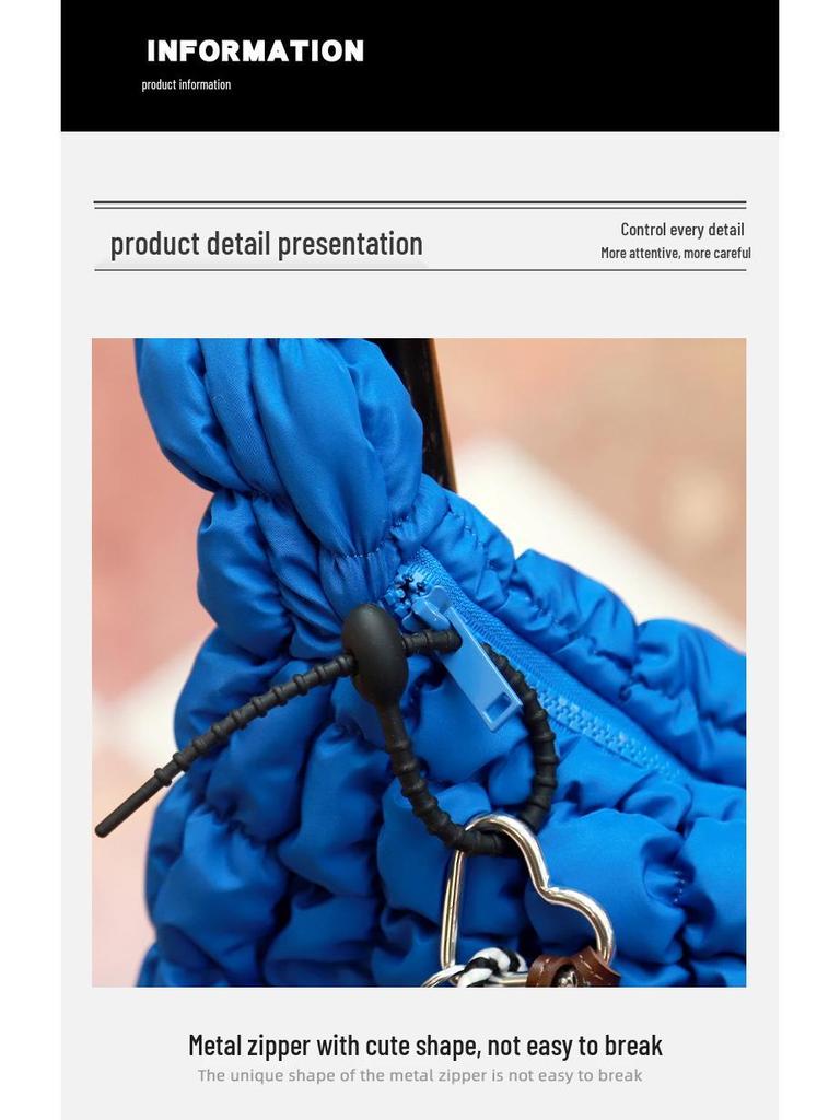 Verbesserte minimalistische plissierte Knödel-Schultertasche - Damenhandtasche mit großem Fassungsvermögen aus Daunenbaumwolle