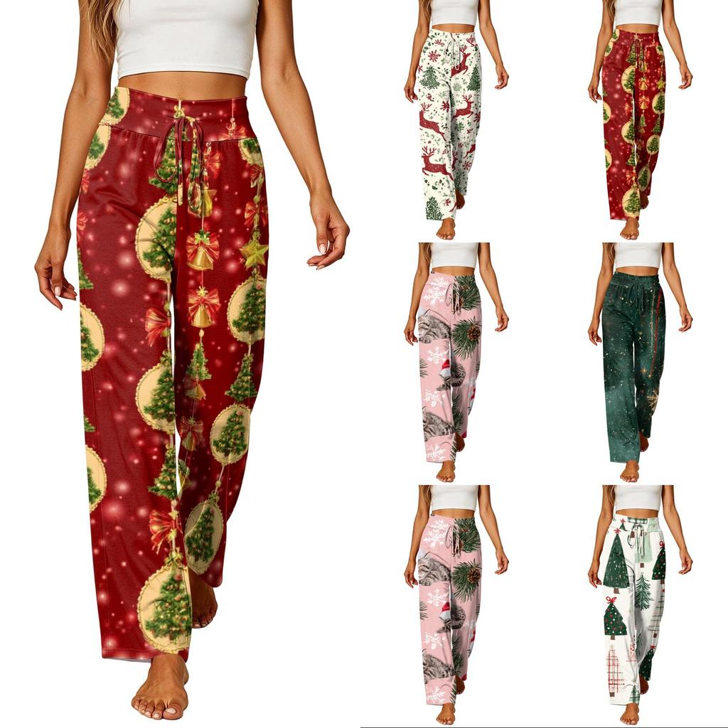 Women's Elastic Waist Casual Straight Leg Pants with Pockets for Everyday Wear