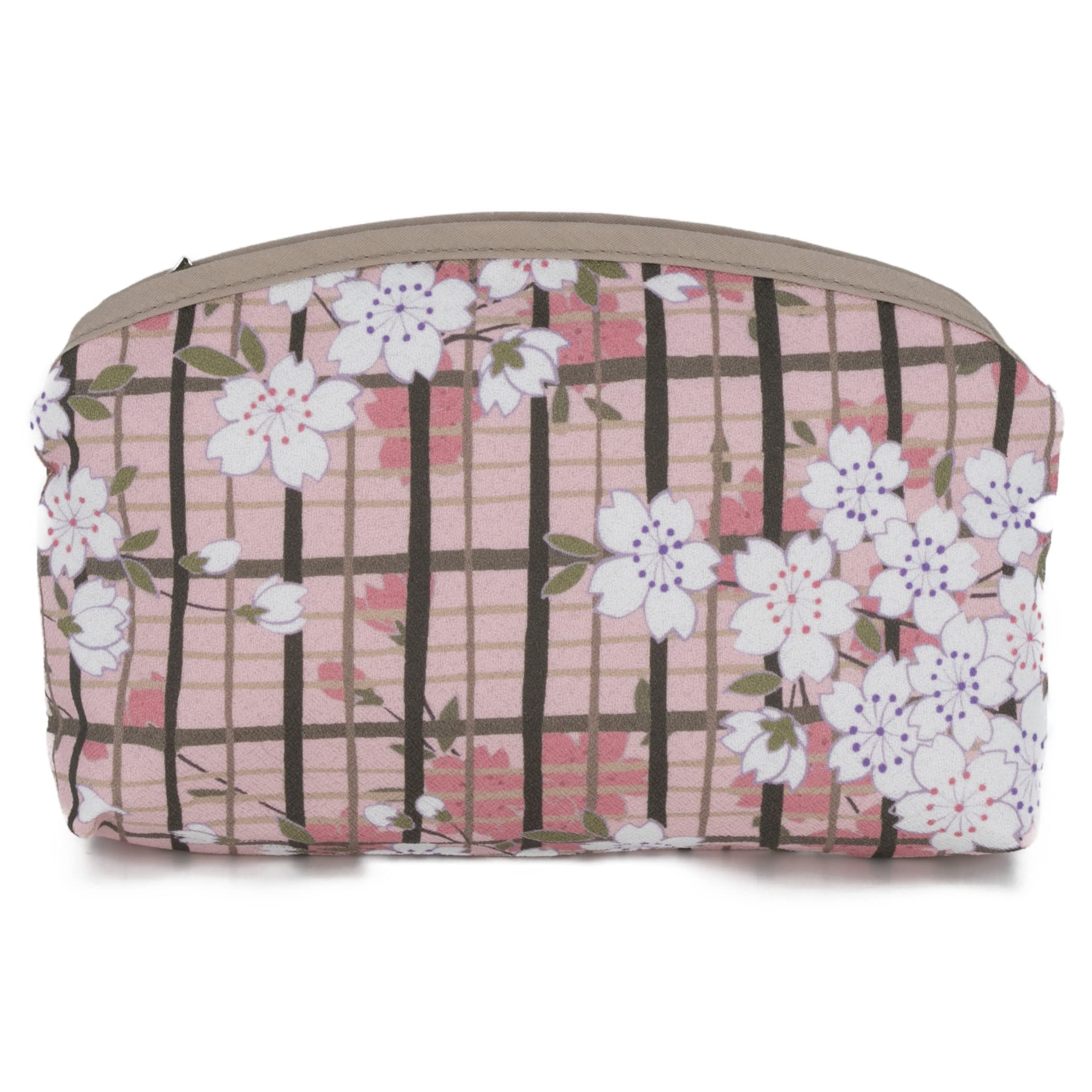 

Noren Japanese Pattern Chirimen Cosmetic Pouch Blossom Check Made in Perfect for and Small Items (Cherry - Pink) - Japan, Small, Slim, Portable,