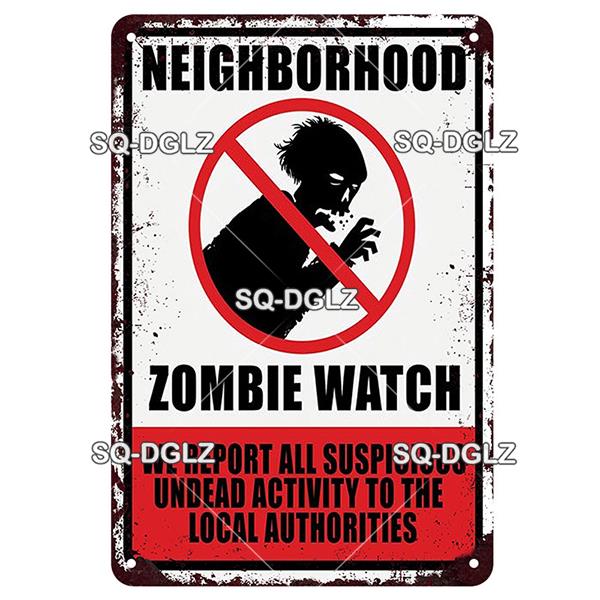 Zombie Dog Metal Sign Vintage Warning Plaque Wall Decor Man Cave Gift
