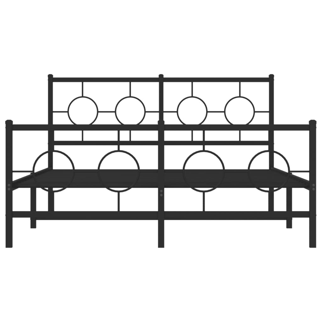 Bed Frame with Headboard and Footboard Metal Black 140 X 190 Cm