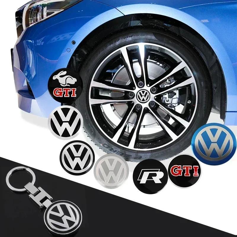 Car Wheel Center Hub Caps Sticker Metal Car Key Chain Ring For Volkswagen VW R GTI Golf 6 Amarok T5 Phaeton Teramont ID3 Tiguan