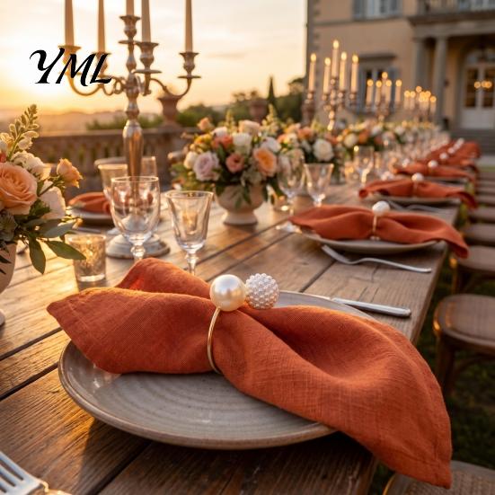 Decorative Napkin Rings for Restaurants 3Pcs Faux Pearl Rings, Reusable Metal Holders, Elegant Luxury Table Accessories Guests Weddings Banquets