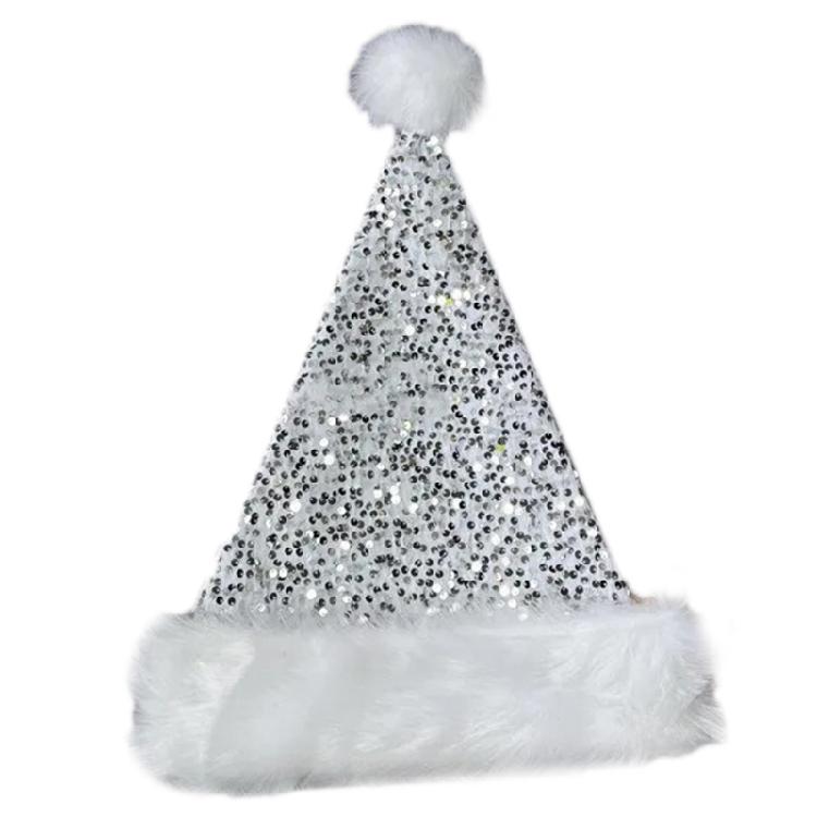 Christmas Santa Hat with Encrusted Sequins Cap New Year Party Cosplay Cap