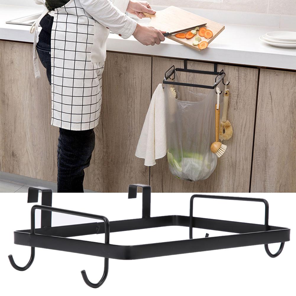 Household Hanging Iron Garbage Bag Rack Stand Bracket Trash Storage Holder Kitchen Accessory
