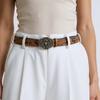 Embossed Pattern Wasitband Adjustable Belt For Daily Use And Outdoor Activity with Metal Bull Head Buckles for Men Women