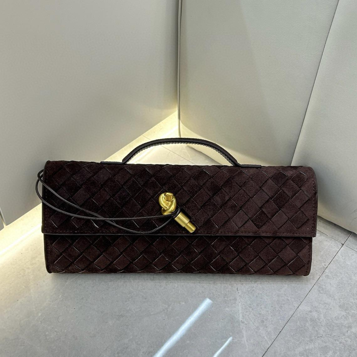 Роскошная плетёная вечерняя сумка-клатч из матовой кожи с замком-защёлкой - Сумка-багет высокого класса для женщин 31x3x13cm 6790₽