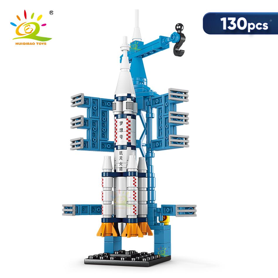 Mini Aviation Manned Rocket Model Building Blocks Space Aerospace Station Bricks City Construction Toys for Children