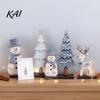 Christmas Gift for Friends 7Pcs Snowman Tree Reindeer Figurines, 2D Wooden Tiered Tray Retro Style Festive Crafts Decor, Rustic Farmhouse Tabletop