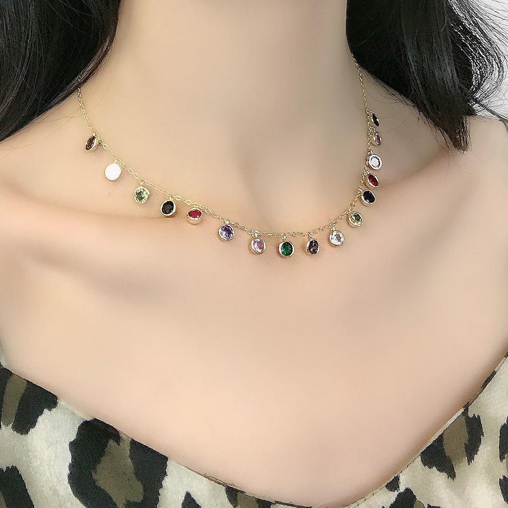 Jewelry Women'S Necklace South American Style Color Matching Glass Stone Pendant Personalized Earrings Necklace