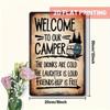 Vintage Camping Van Metal Sign Welcome To Our Camper Rustic Wall Decor Outdoor RV Summer 8x12 Inch