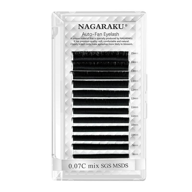 NAGARAKU Fast Shipping Easy Fan Auto Eyelash Extension Supplies Handing Making Fast Bloom Flowering Pre-bonded Lashes Volume