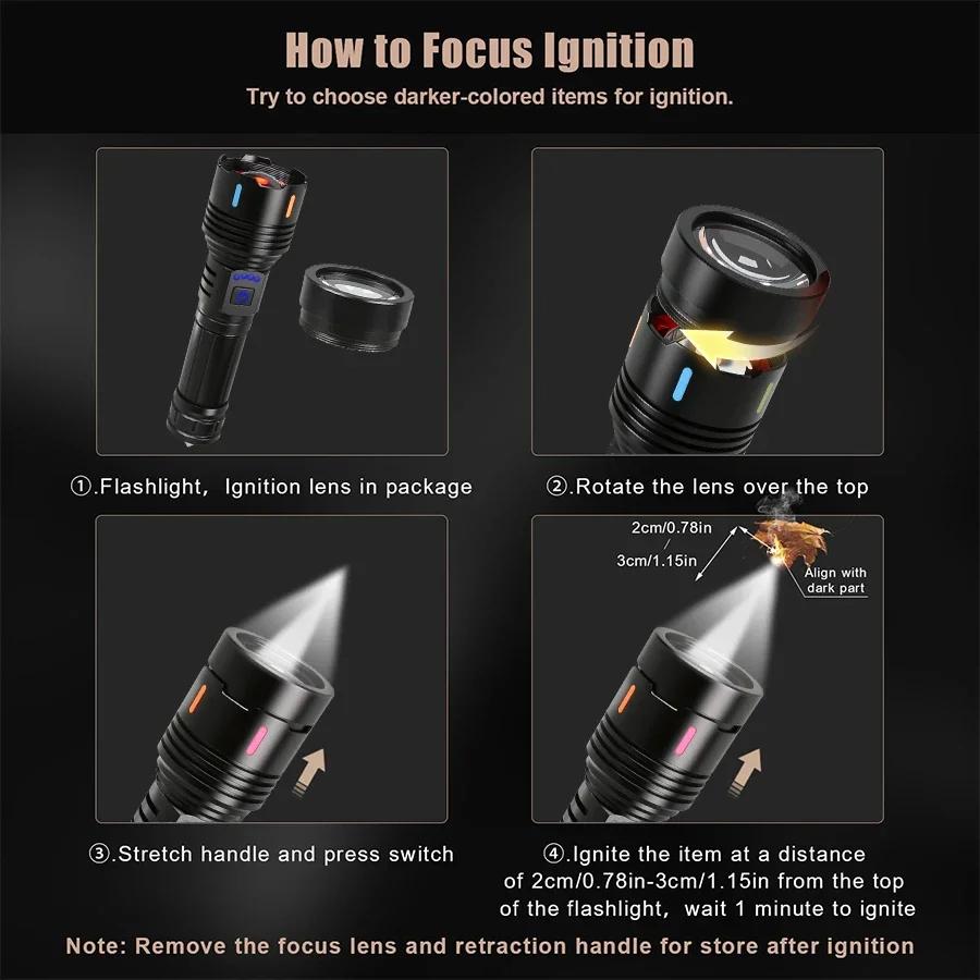 XIWANGFIRE AL B632D LED Flashlight – 2000LM Telescopic Zoom Torch w/ Window Breaker for Outdoor Survival Camping & Emergency