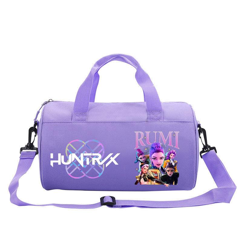 Bolsa Cilindro Fitness com Estampa de Desenho Animado Caçadores de Bruxas KPOP Bagagem Bolsa de Mão Esportiva Bolsa de Viagem