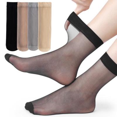 Calcetines Transparentes Negros para Mujer Tobilleros Ultra Finos de Nailon de Cristal Cortos Antidesgarros Suaves Cómodos Invisibles para Primavera Verano