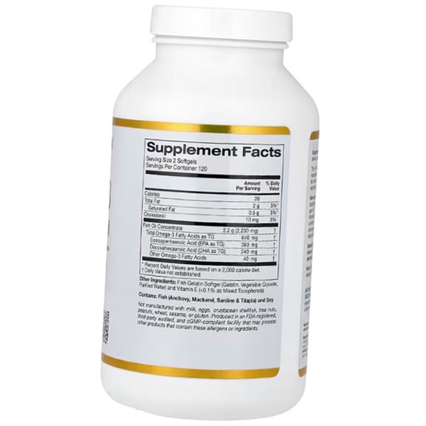 Olio di Pesce di qualità premium, Omega-3 Olio di Pesce Premium, California Gold Nutrition 100 softgel (67427003)