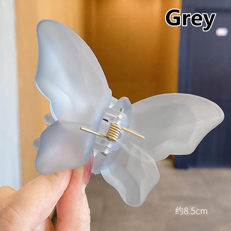 

Летние заколки-бабочки желеобразных цветов, милые прозрачные крабы для волос, акриловые заколки для волос для женщин, милые аксессуары серый