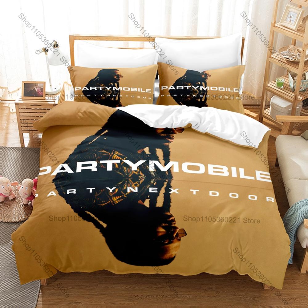 PartyNextDoor Bettwäsche-Set, Bettbezug + 2 Kissenbezüge, OVO Sound Hip-Hop Künstler Grafik Bettwäsche für Zuhause & Wohnheim