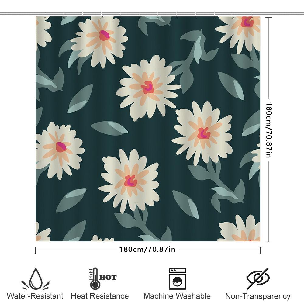 Vintage Retro Shower Curtain Floral Print Green Bath Decorative Home Decor Waterproof Bathroom Shower Clothes Linen