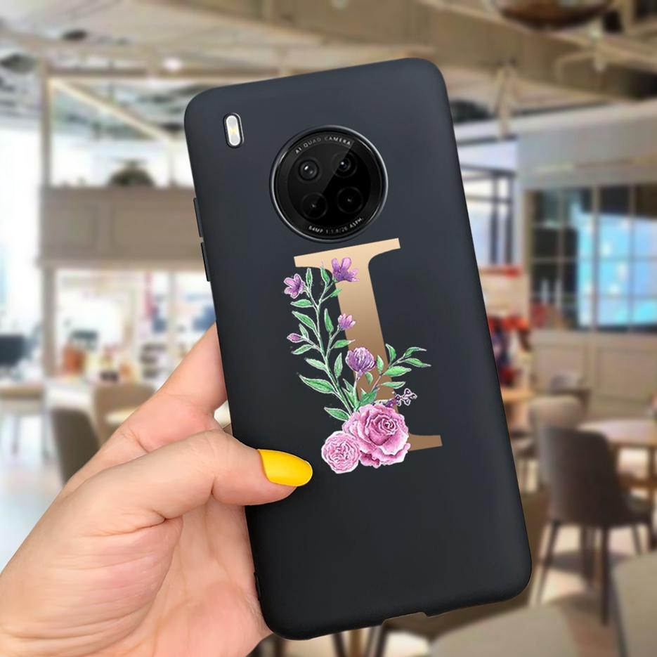 For Huawei Y9a 2020 Case 6.63'' Cute 26 Letters Cover Case For Huawei Y9a Y 9a Soft TPU Fundas HuaweiY9a Shockproof Phone Bumper
