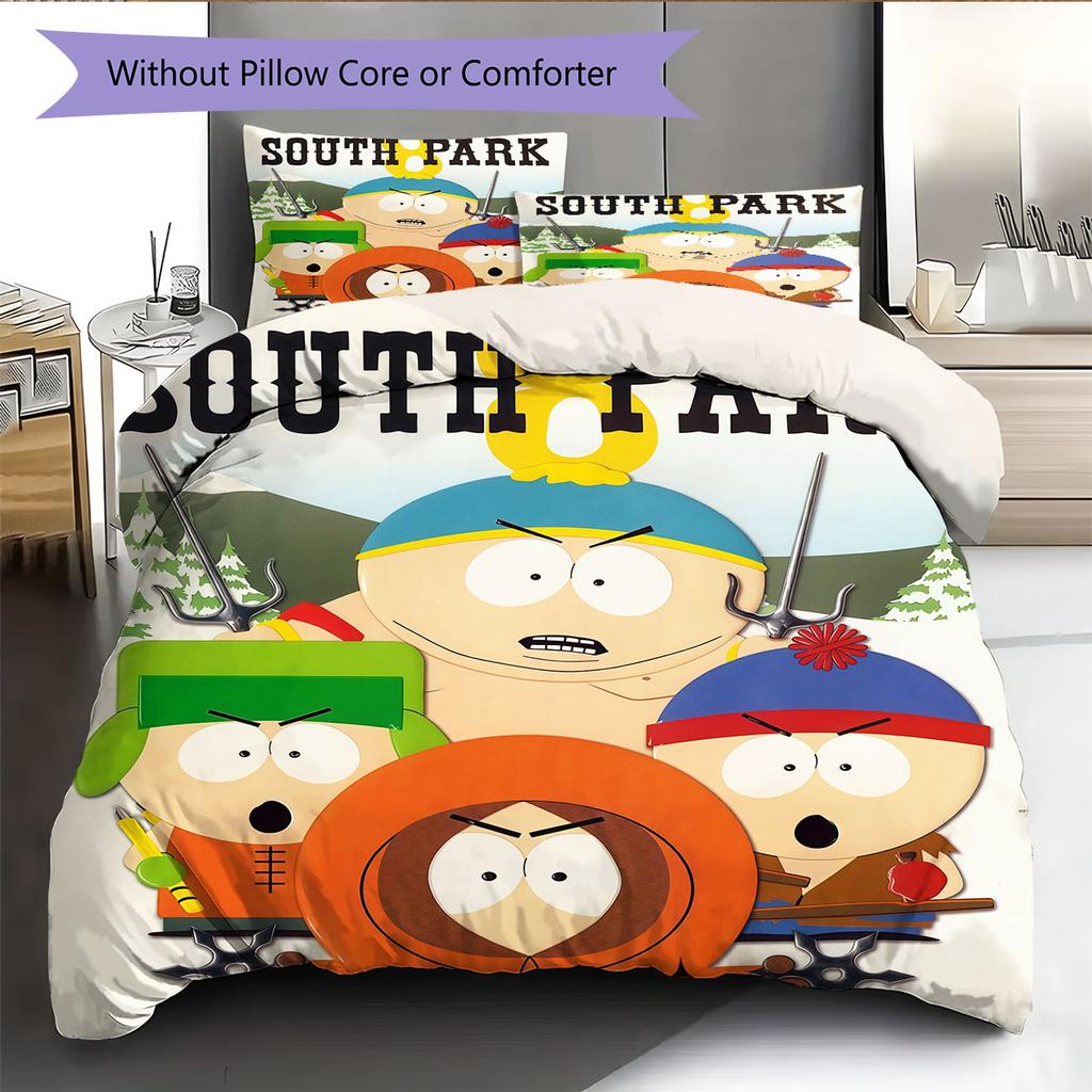 South Park Poster Pattern Bedding Home Decoration Birthday Gift ( 1 duvet cover + 2 pillowcase, without core),fan merchandise.