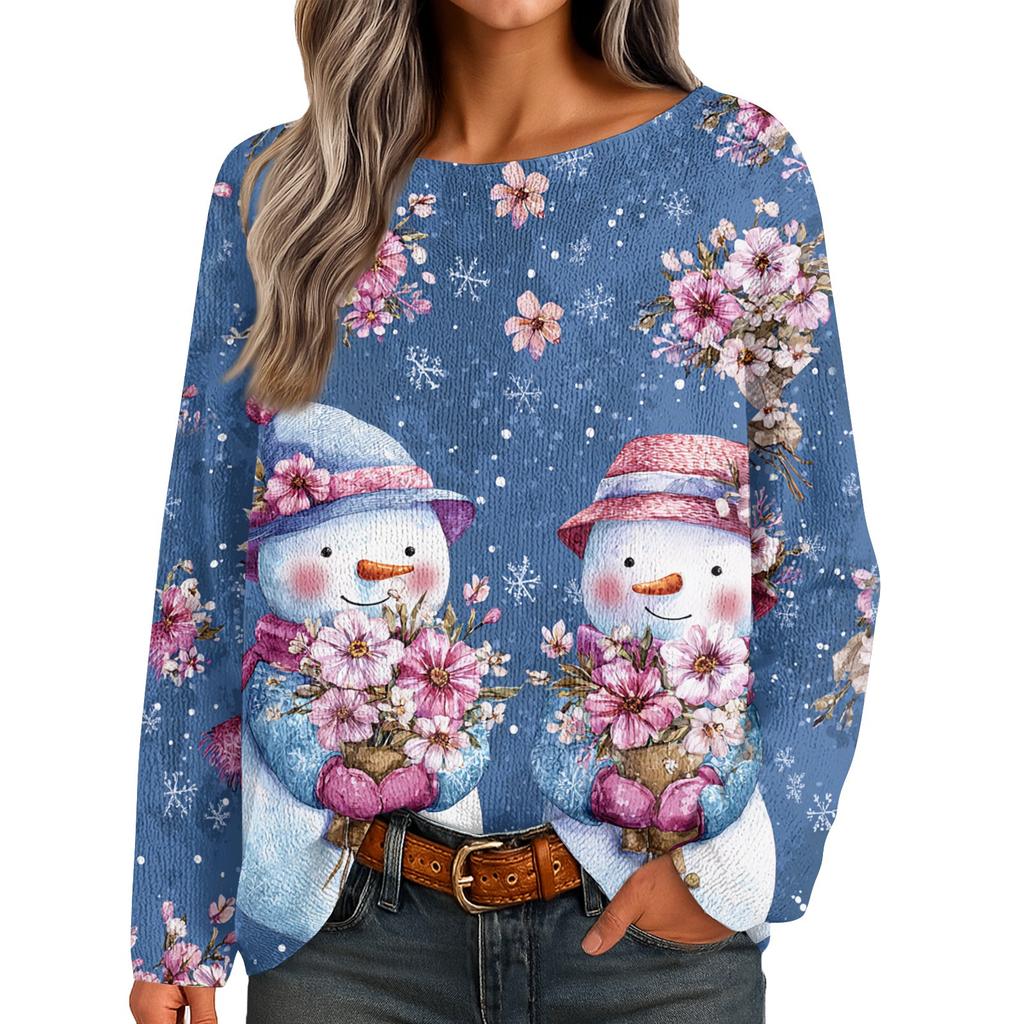 Womens  Fall Sweaters Long Sleeve Print Tops Pullover Sweaters Loose Dressy Casual Basic Clothes