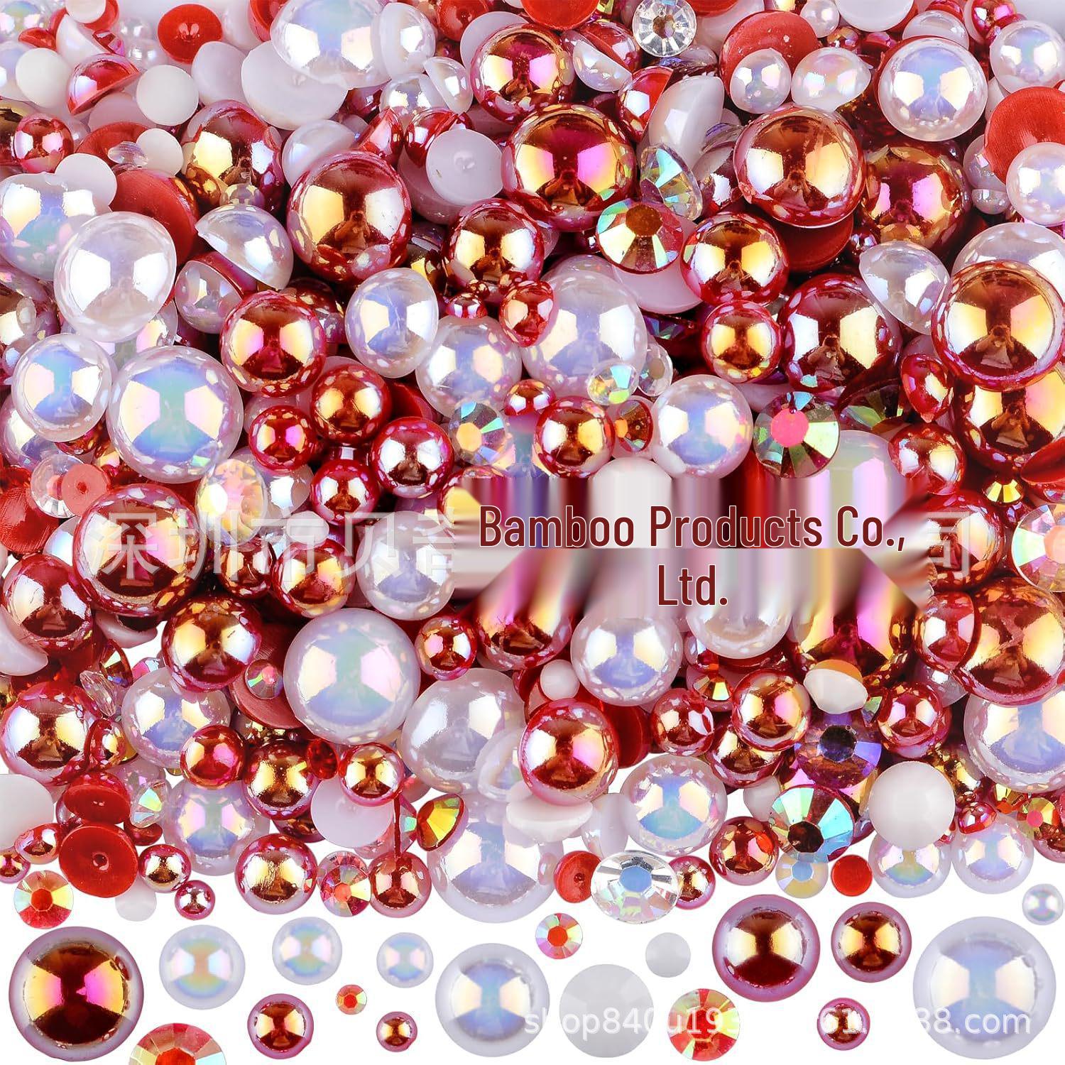 Mixed Nail Art & DIY Accessories: Half-Round Pearl Resin Rhinestone Stickers 30g
