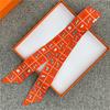 POBING Cashew Print 18m/m Twill Silk Scarves Women Luxury Brand Scarf Bag Ribbons Tie Head Scarf Small Long Skinny Scarf 86*5CM