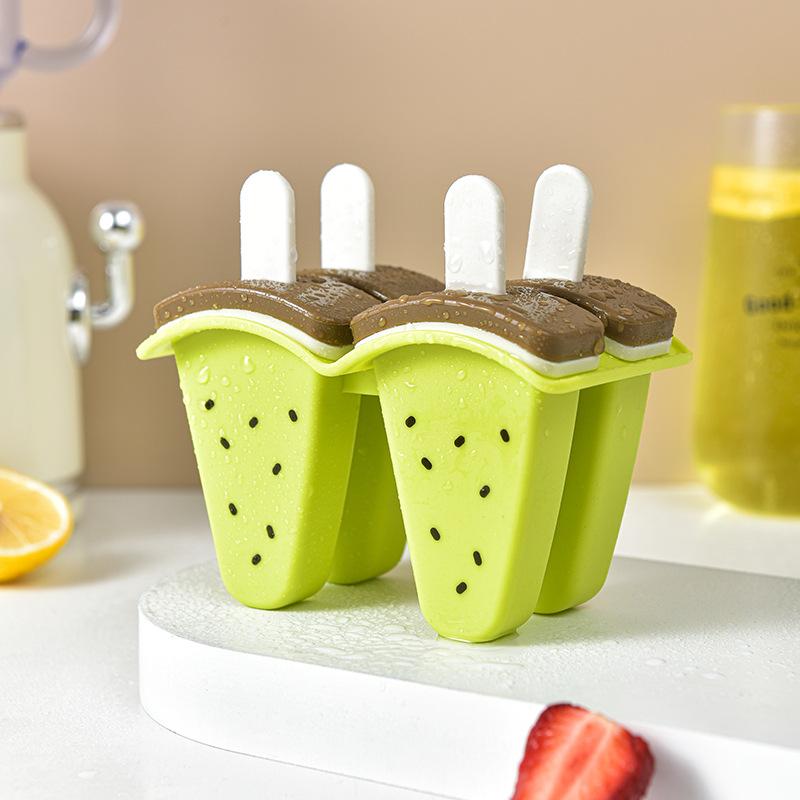 4/6 grid ice cream Popsicle mold, covered fruit-shaped mold, a creative DIY kitchen ice cream making tool for home use.