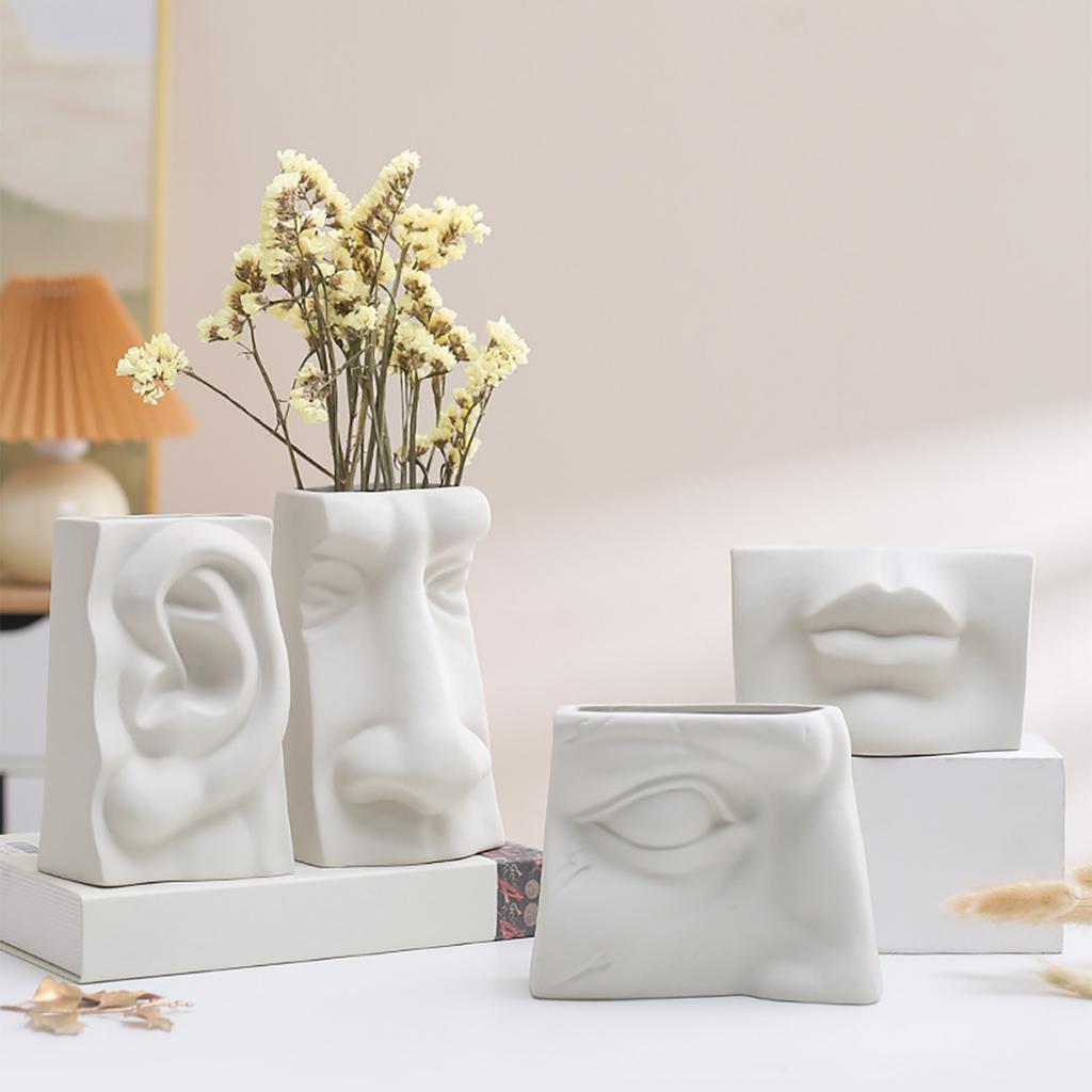 Ceramic Flower Vase Human Face Vase Minimalist Decorative Hydroponic Flower Arrangement Container