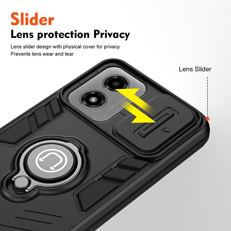 Heavy Duty Armor Shockproof Dust-Proof Case For Motorola Moto G04 G05 G13 G14 G15 Power Ring Holder Camera Lens Protection Cover