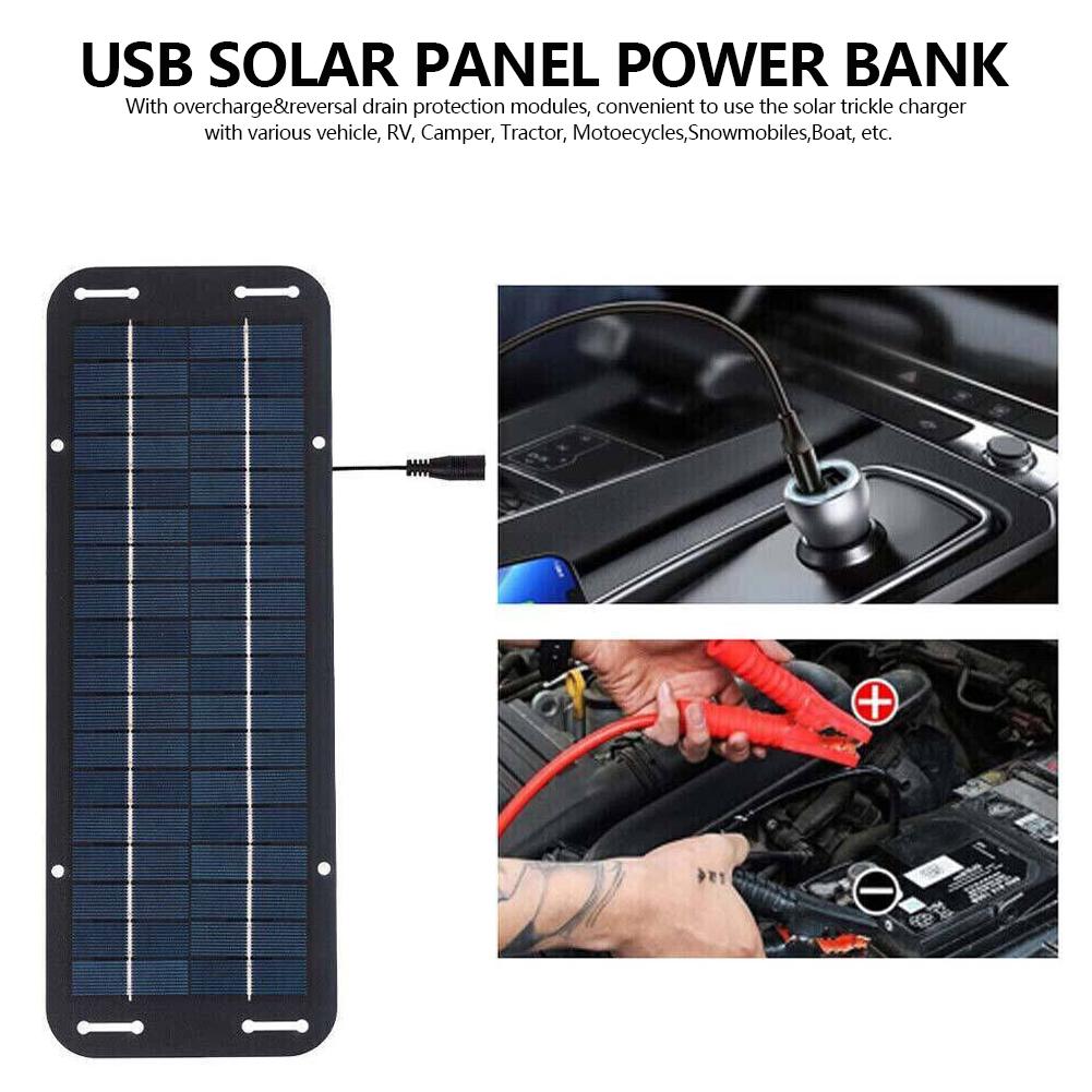 Trickle Charger Battery Charger Kit With Double-Headed Clip 6W 12V Flexible Solar Panel for Car RV Boat Solar Power