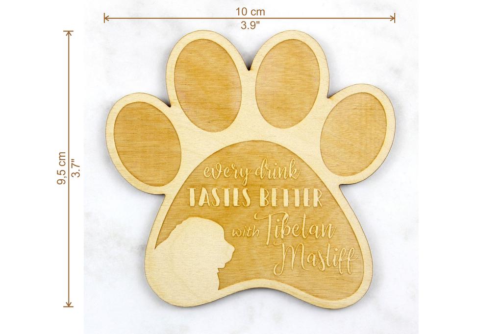 Mastiff Tibetan, Do khyi - Coaster cu cană, coaster gravat cu câine, cadou pentru iubitorul de câini de la marca Art-Dog