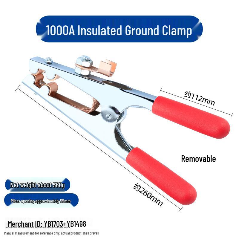 Pure Copper Electric Welding Ground Clamp - Thickened Welding Pliers and Handle for Argon Arc Welding Machine Grounding Accessories.