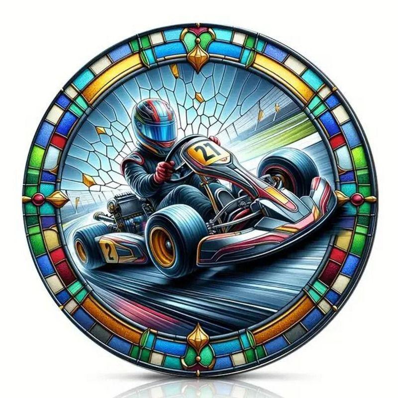 2D Retro Car Tin Painting for Bars Cafes Interior Wall Decor
