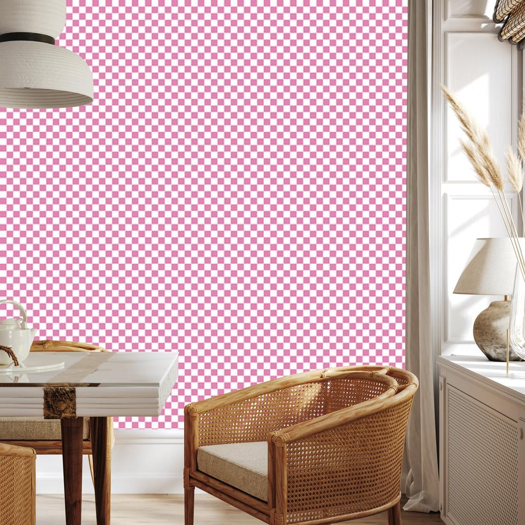 Powder Pink Checkerboard Wallpaper, Subtle Detail 50x1000