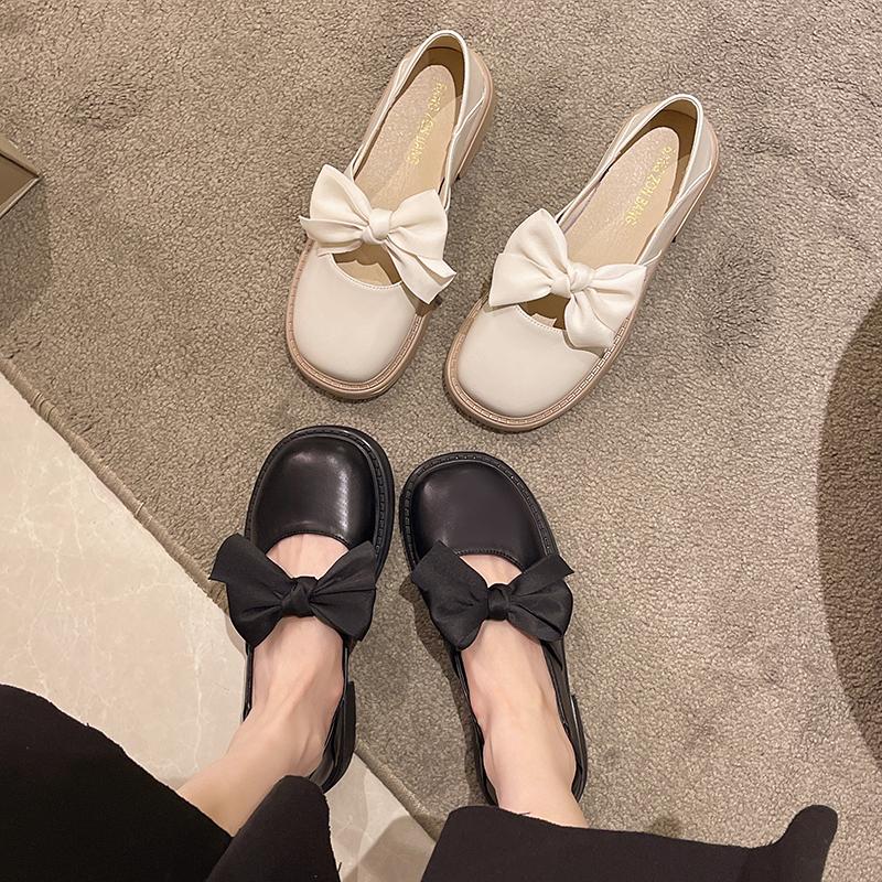 Damesko Flate Sko Mote Damesandaler 2024 Sommer Sløyfe Enkelsko Damesko med Lav Utskjæring Rund Tå Komfortable Damesko