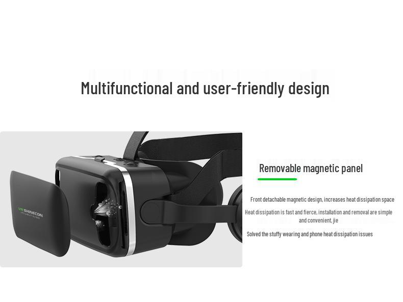 Qianhuan 6th Gen VR Glasses with Headphones - SHINECOM 3D Gaming Headset In Stock