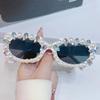 Fashion Vintage Pearl Sunglasses Women Punk Luxury Designer Diamond Square Shades UV400 Trendy Elegant Ladies Sun Glasses