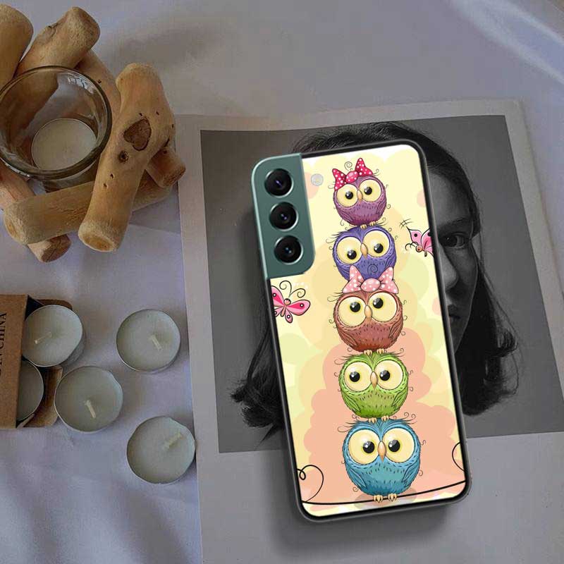 Cute Owl Hearts Lover Christmas Phone For Samsung Galaxy S24 S22 Ultra S21 Plus S20 S23 FE Case S10 S10E S9 S8 S7 Edge Cover Sil