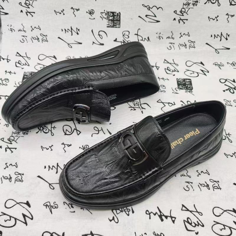 High-end autumn light-soled business leather shoes men's cowhide round head trend fashion casual men's leather shoes