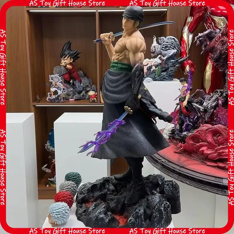 One Piece Roronoa Zoro 50Cm 5 Interchangeable Heads Anime Collectible Statue Model Figure Ornament Adult Toy Gifts