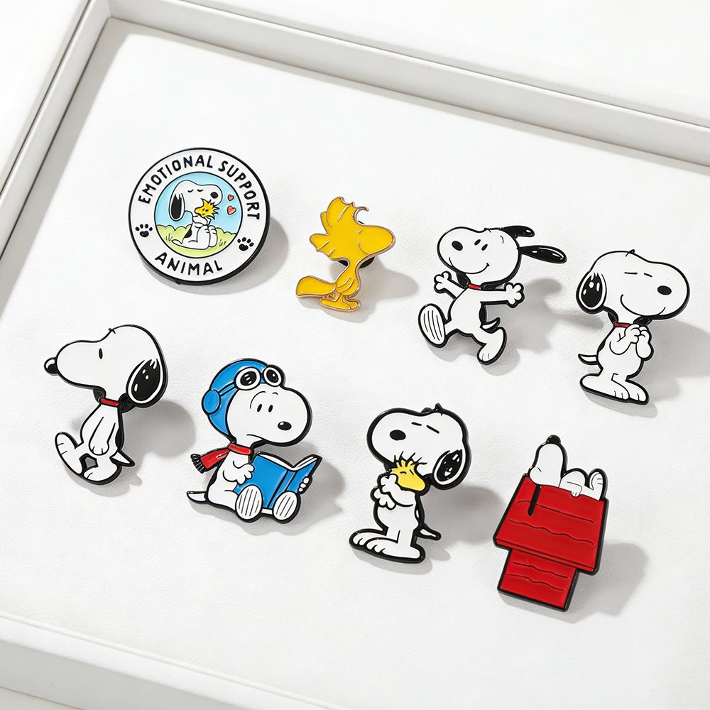 Cute Snoopy & Woodstock Enamel Brooch Pin Cartoon Lapel Badge for Backpack Denim Clothes Decor Ideal Gift for Kids