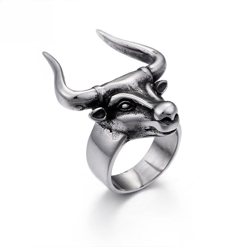 Titanium Steel Zodiac Bull Head Ring Index Finger Ring, Punk Accessories