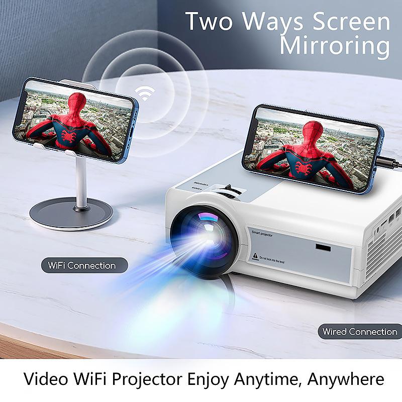 Projektor Przenośny Obsługujący 4K 5G WiFi Projektor Domowy Projektor Przenośny Zewnętrzny Wyświetlacz do 300" Projektor Filmowy Kompatybilny z TV Stick HDMI Telefon