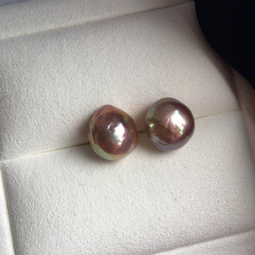 Winter colorful purple pearl plain stud earrings ball earrings niche design gentle stud earrings women's high-end earrings