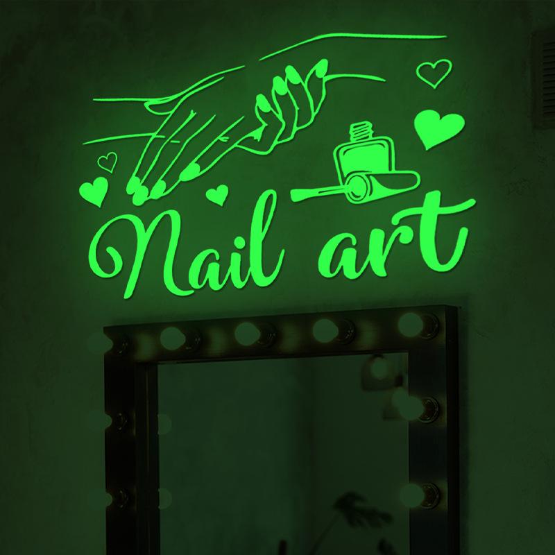 Wall Decal Beauty Salon Manicure Nail Salon Wall Art Sticker Background Wall Luminous Sticker Home Decor Stickers Self-Adhesive