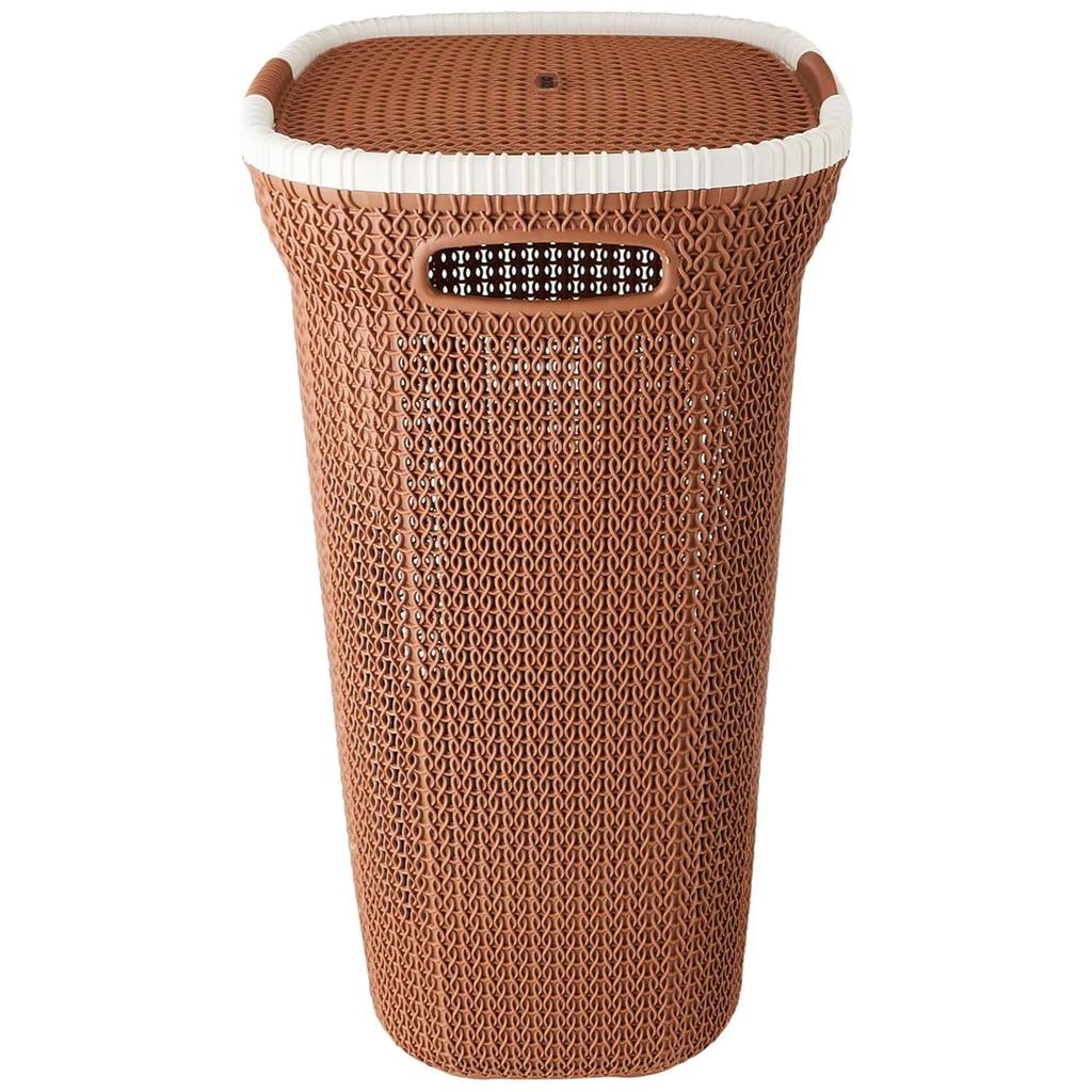 Knit Laundry Basket - Big - 55 Litres - 44 Cm X 35 Cm X 61 Cm | Royal Light Brown - Polypropylene